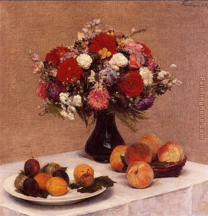 Flowers and Fruit painting - Henri Fantin-Latour Flowers and Fruit art painting